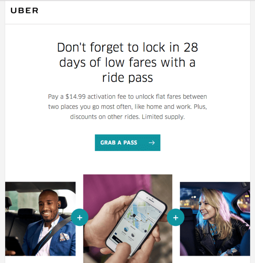 Chiến dịch sử dụng email marketing tuyệt vời từ Uber